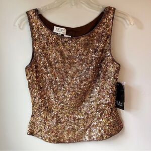 NWT Vintage Sean Collection Gold Sequin Women's Formal Blouse